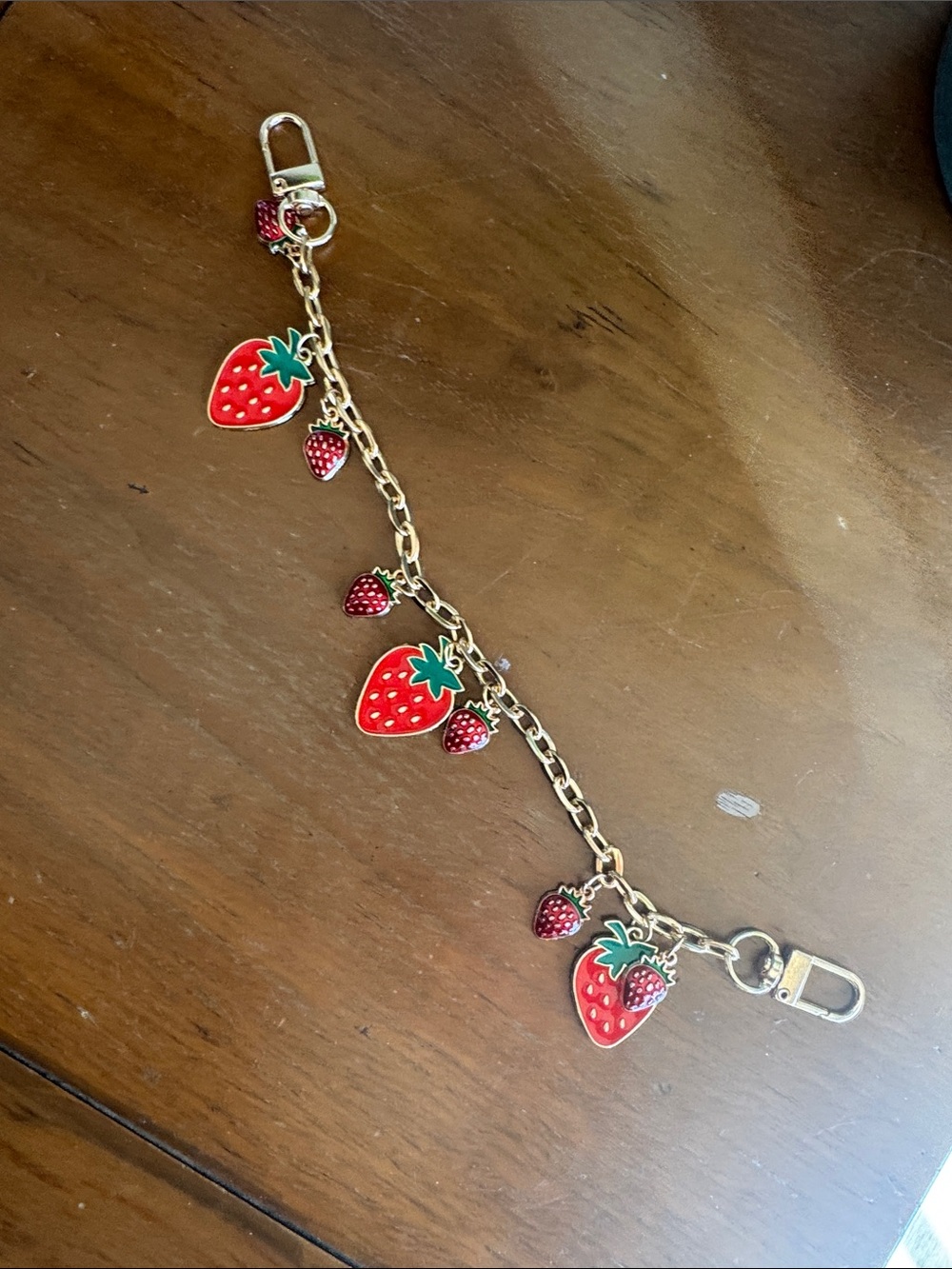 Gold-Tone Strawberry Bag Chain - Red
